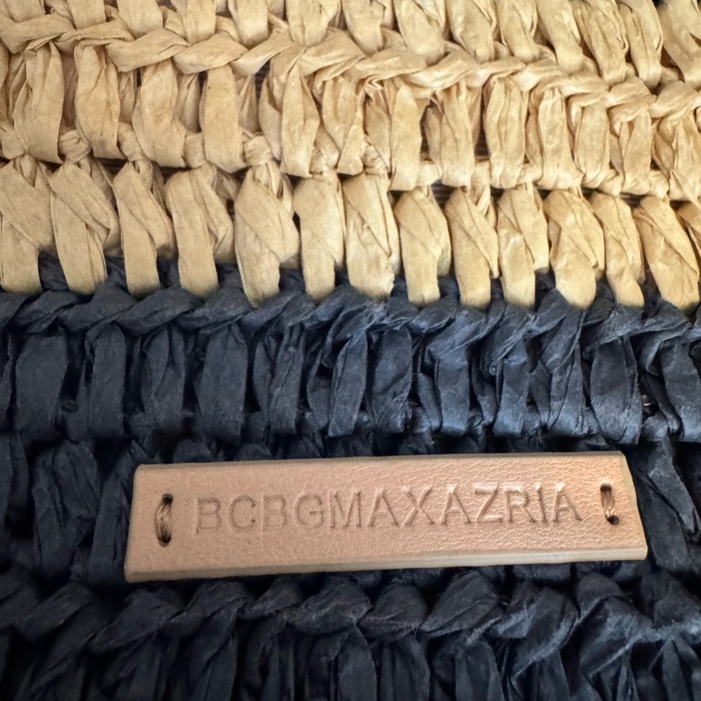 BCBGMaxAzria Black and Tan Woven Tote